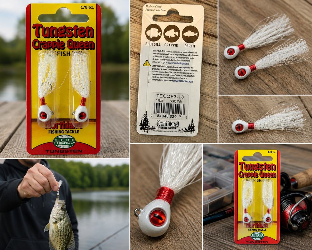 Northland Tungsten Crappie Queen Fishing Jigs 1/8 oz – White/Silver – 2 Pack